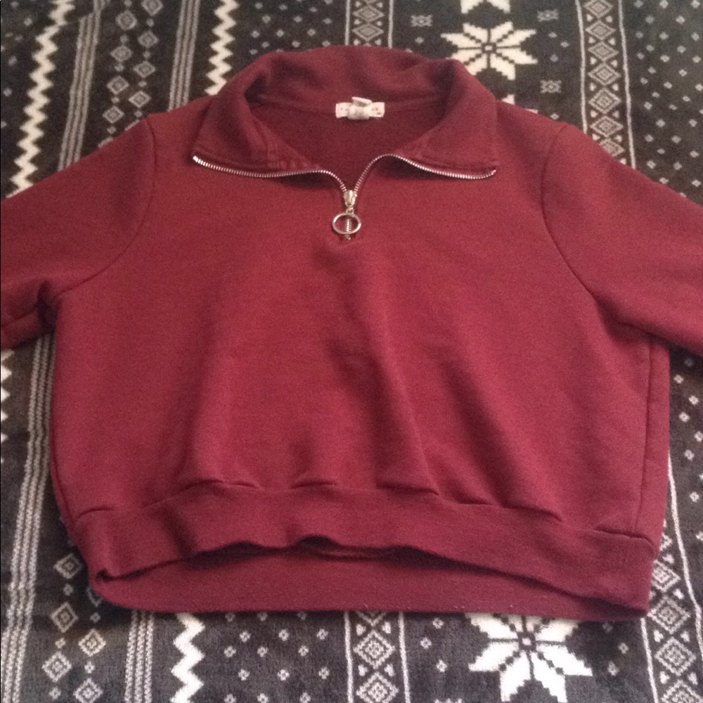 FULL TILT Half Zip Hunter Womens Crop Sweatshirt